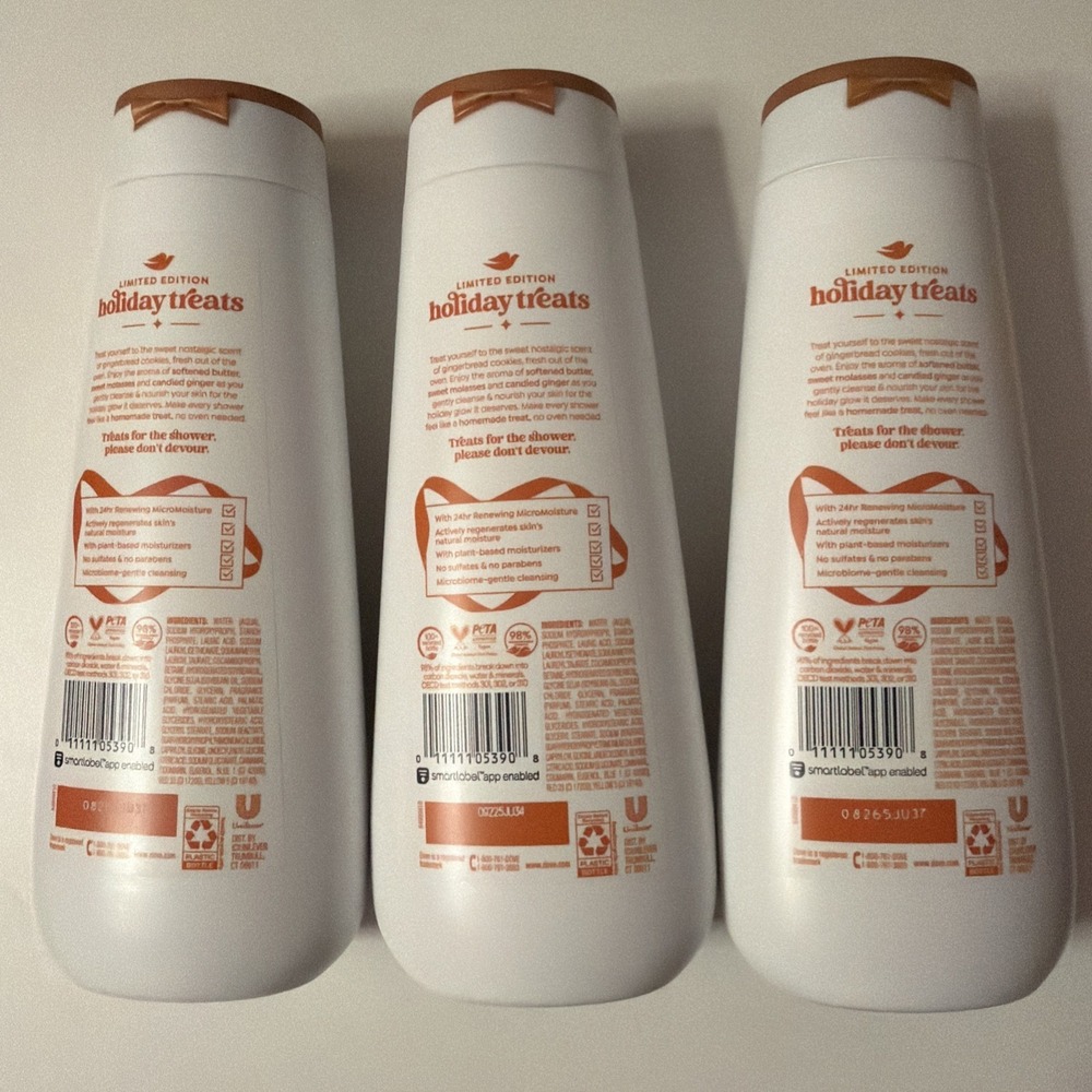 Dove Gingerbread Delight Body Wash, Limited Edition Holiday 20 oz - LOT OF 3 - Picture 3 of 5